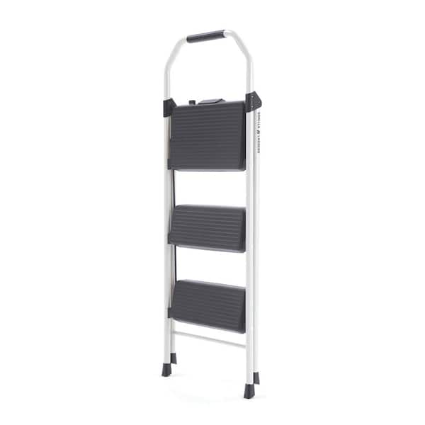 Gorilla Ladders - 3-Step Compact Steel Step Stool with 225 lb. Load Capacity Type II Duty Rating (8ft. Reach Height)