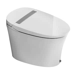 12 in. Rough-In 1-piece 1.1/1.6 GPF Dual Flush Elongated Toilet in White, Seat Included
