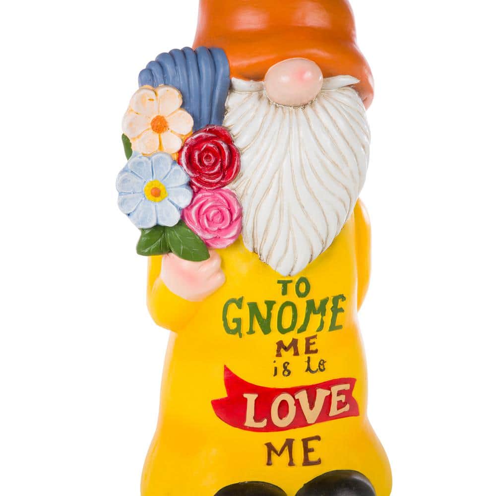 24" Multicolor Polyresin Garden Gnome with Flowers