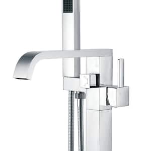 1-Handle Freestanding Tub Faucet with Handheld Shower in Chrome