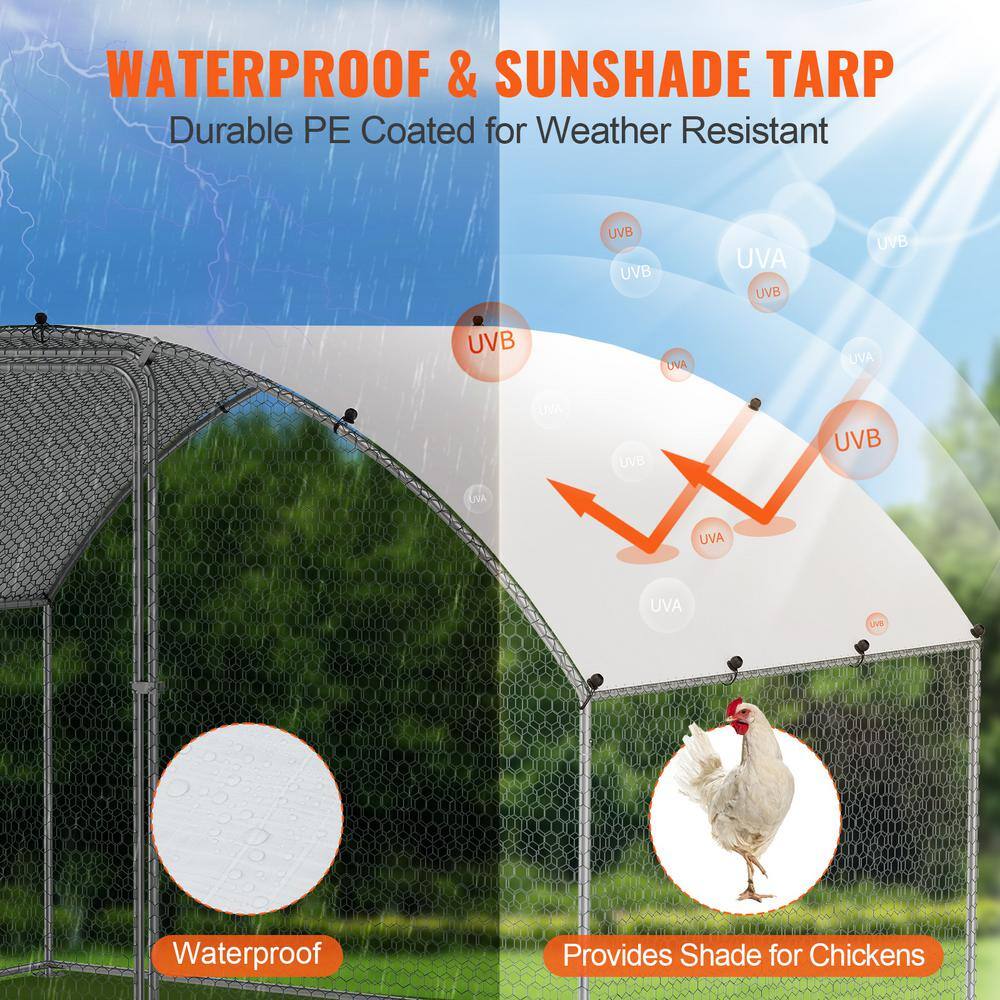 Large Silver Metal Chicken Coop with Waterproof Cover