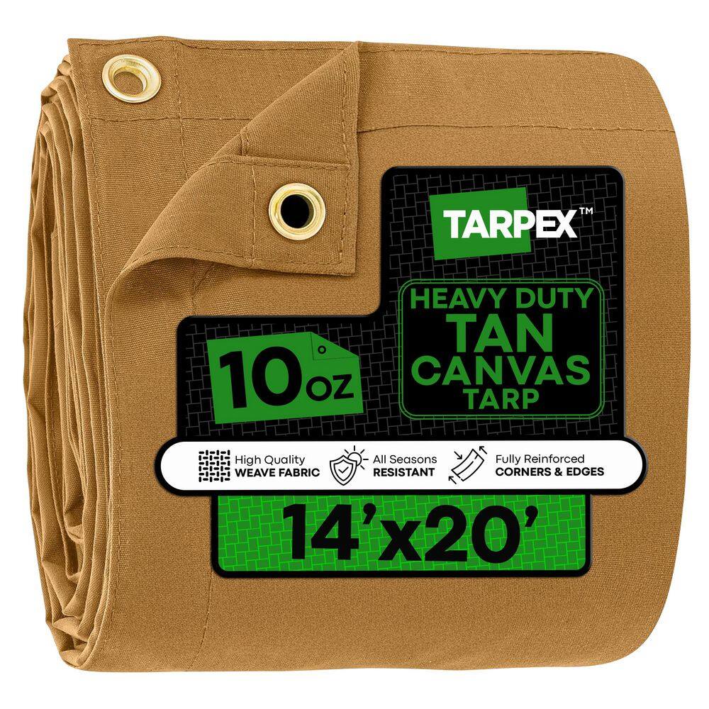 Heavy-Duty 10 oz. Canvas Tarp 14 ft. x 20 ft. Multi-Purpose Tan Protective Cover price history on PriceWatchPro
