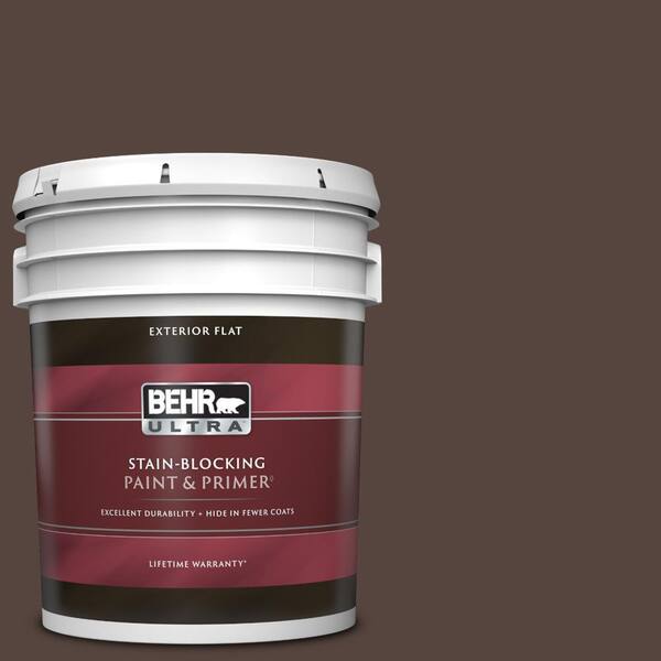 BEHR ULTRA 5 gal. PPF51 Dark Walnut Flat Exterior Paint