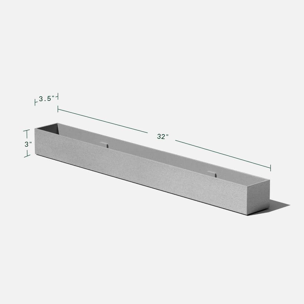 Gray Long Plastic-Stone Composite Indoor/Outdoor Planter Box Set