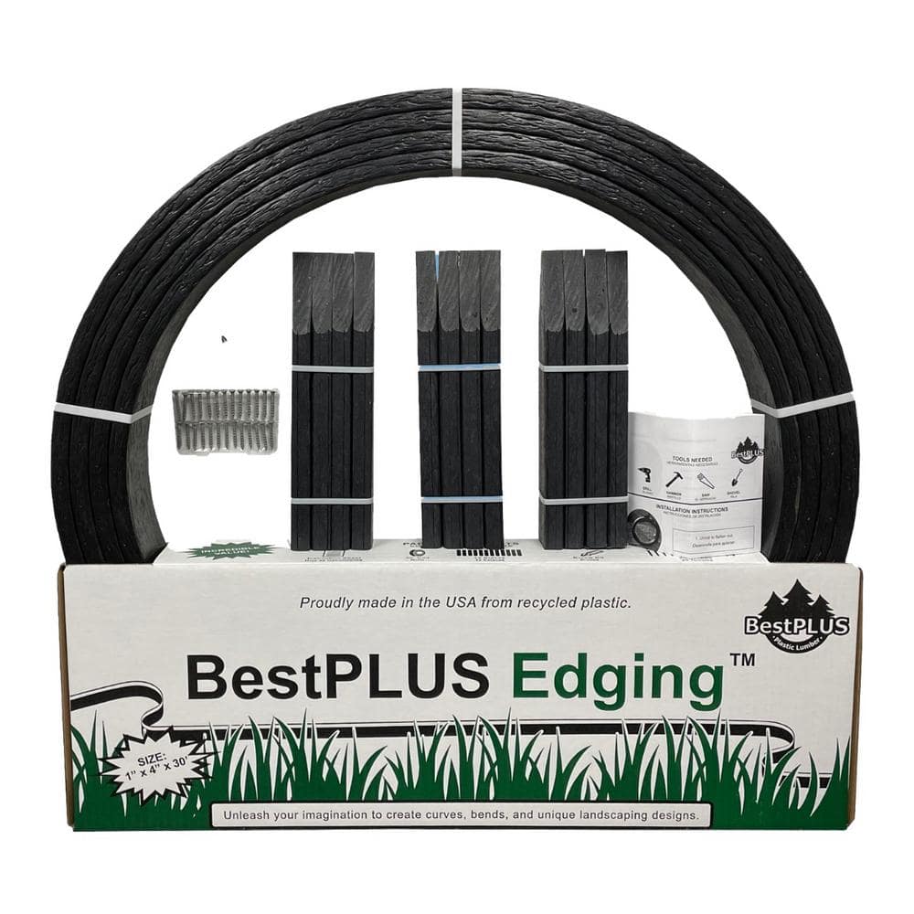 BestPLUS 1 in. x 4 in. x 30 ft. Recycled Black Plastic Lumber Flexible