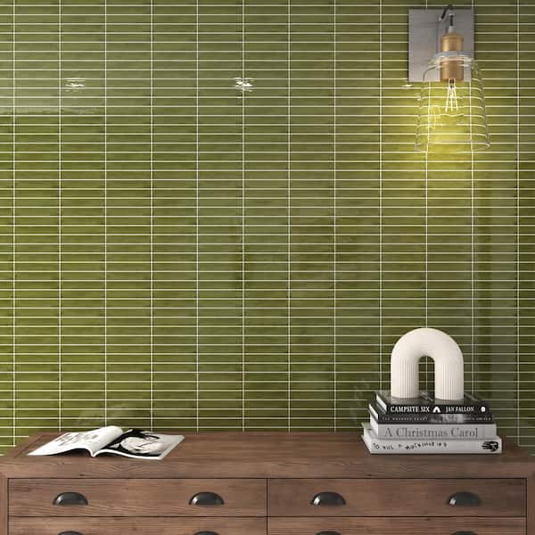 うちの子スタイル *グリーンゴールド Daltile Artcrafted Fern 2-7/8 in. x 2-1/4 in. Glossy Ceramic