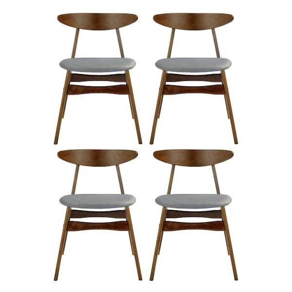 WESTINFURNITURE Nereida Solid Wood Gray Upholstered Side Chair (Set of 4)