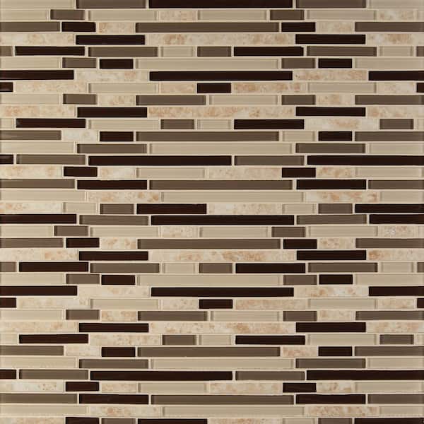 MSI - Amalfi Cafe Interlocking 12 in. x 12 in. x 0.24 in. Glass/Stone Blend Mesh-Mounted Mosaic Wall Tile (1 sq. ft. / Case)