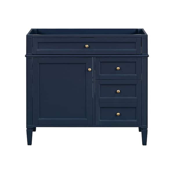 Adrinfly 36 in. W x 18 in. D x 33 in. H Bath Vanity Cabinet without Top in Blue with 2 Drawers & Tip-Out Drawer (Cabinet Only)