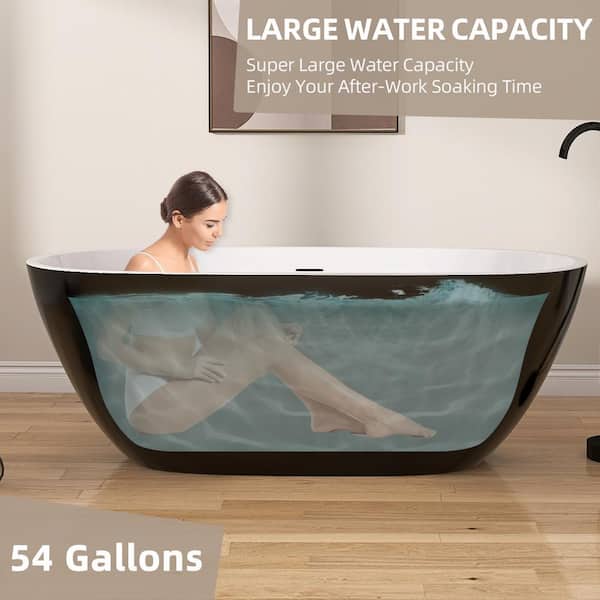 NTQ 55 in. x 29.5 in. Acrylic Free Standing Tub Flatbottom