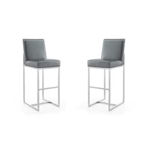 Element 42.13 in. Graphite and Polished Chrome Stainless Steel Bar Stool (Set of 2)
