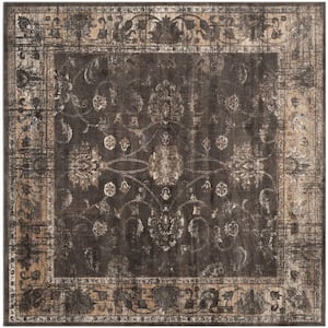 Vintage Soft Anthracite 6 ft. x 6 ft. Square Border Area Rug