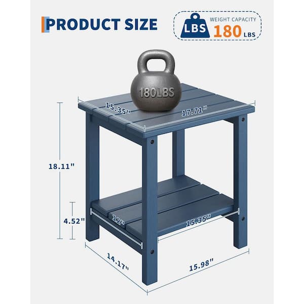 Garvee HDPE Plastic Navy Blue Wood Texture Square Adirondack
