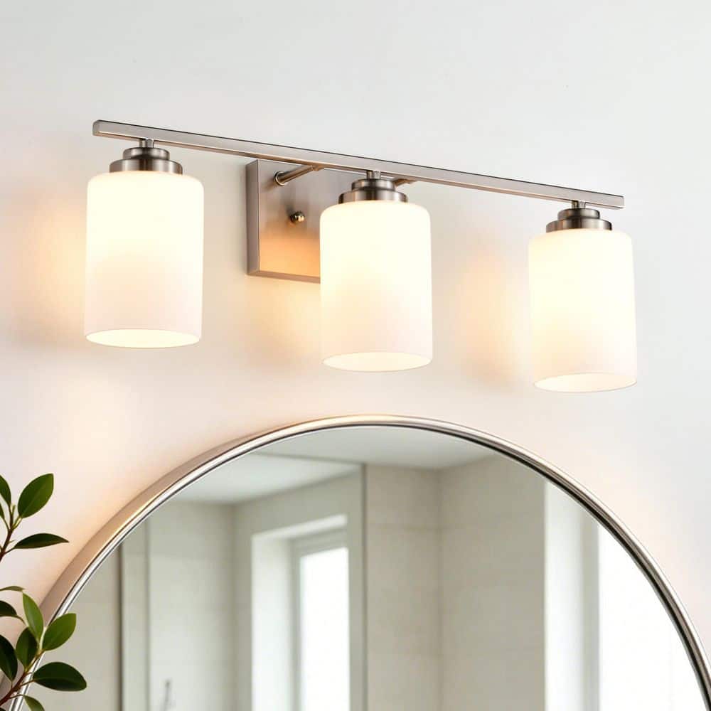 Edvivi 22 in. 3-Light Brushed Nickel Vanity Light with White