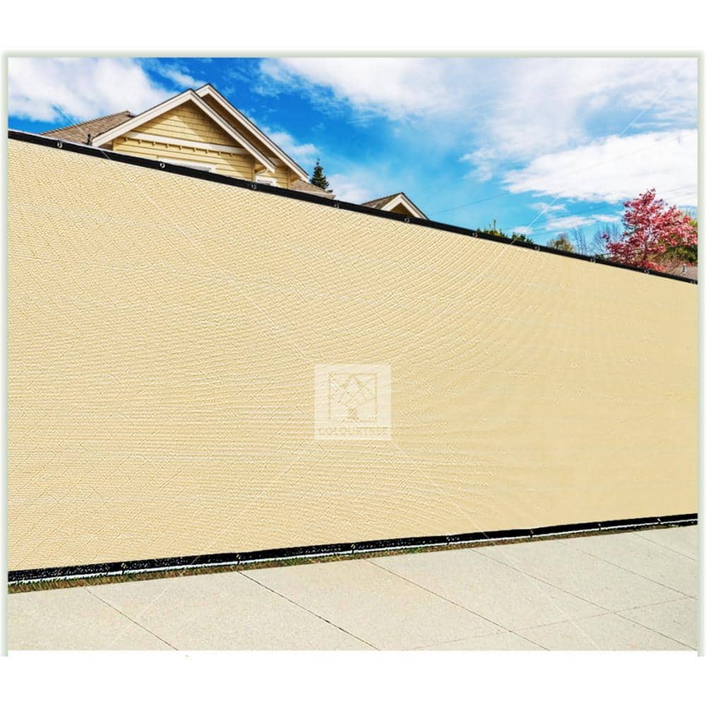 Beige 4' x 10' HDPE Privacy Fence Screen with Reinforced Grommets