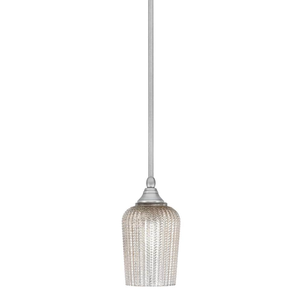 Sparta 100-Watt 1-Light Brushed Nickel Shaded Pendant Light Mini Pendant wi