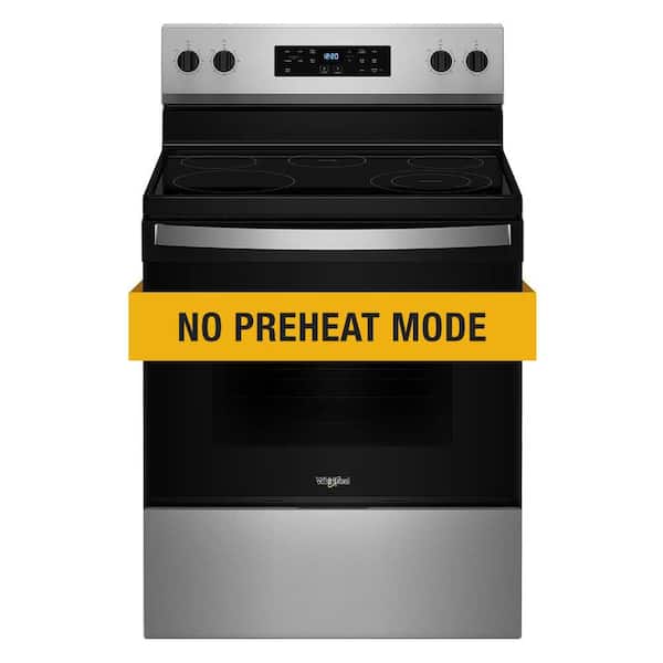 30 in. 5 Burner Elements Freestand Electric Range in Stainless Steel with Steam Clean