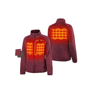 Women's Small Maroon 7.38-Volt Lithium-Ion Heated Fleece Jacket with 1 Upgraded Battery and Charger