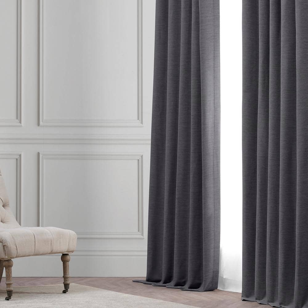Armour Grey Polyester Blackout Puddle Length Window Panel