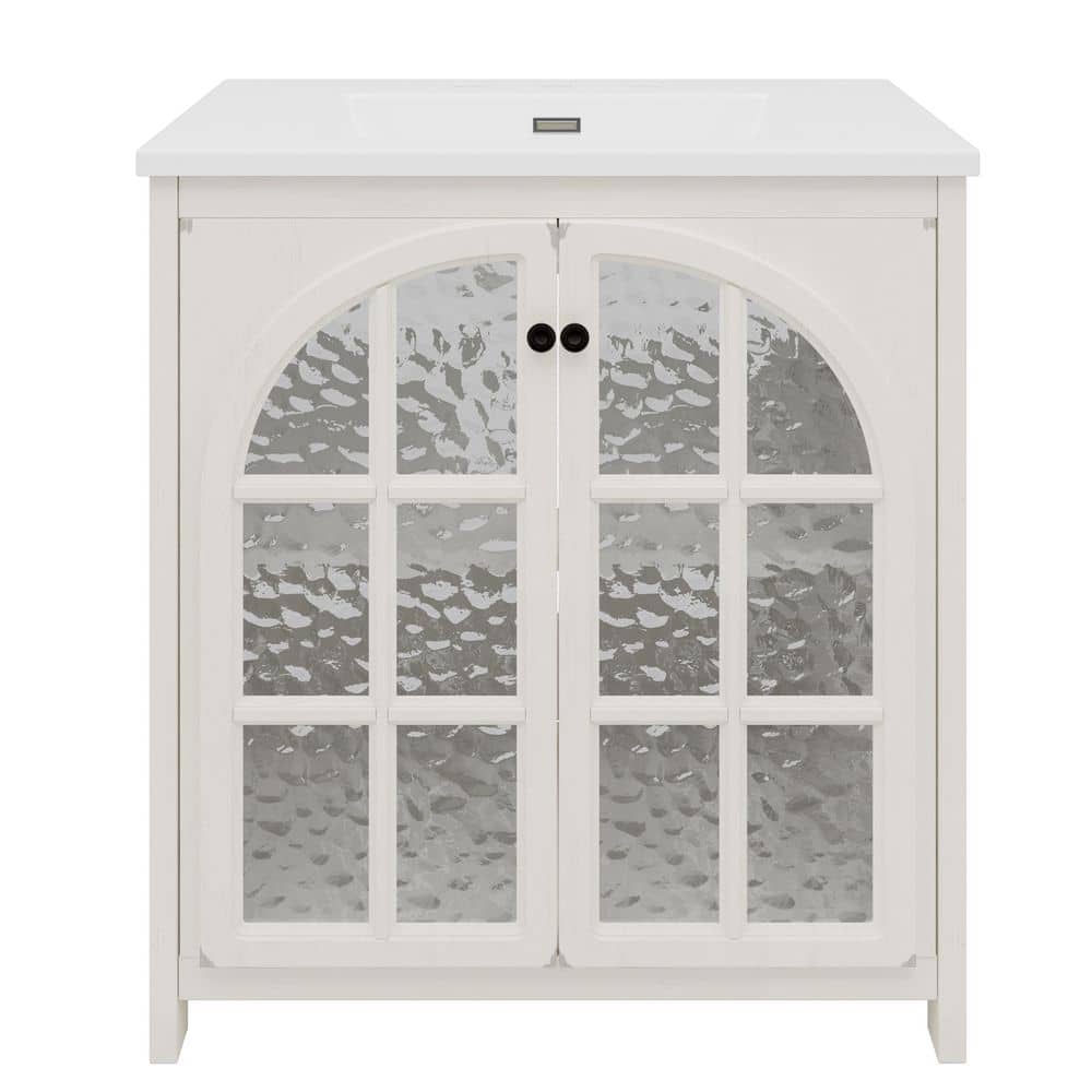 31 in. Freestanding White Bath Vanity with White Ceramic Top Unassembled price history on PriceWatchPro