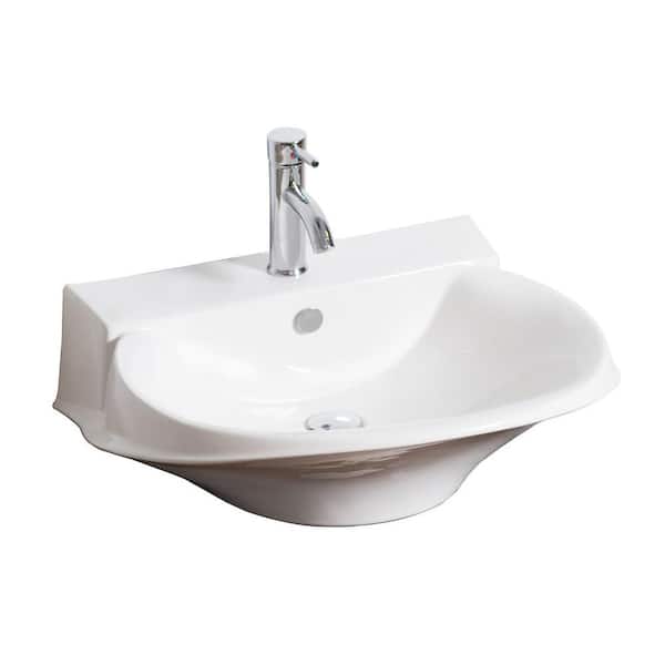 American Imaginations Above-Counter Bathroom Sink in White