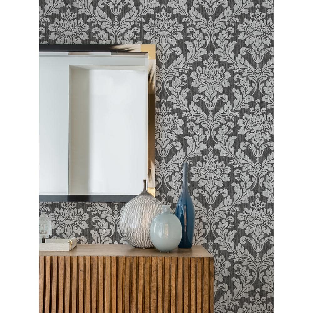 Silver Damask 3D Washable Wallpaper Roll