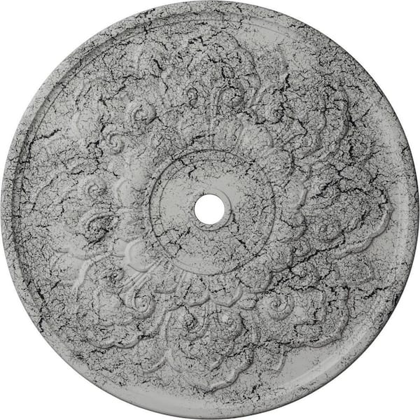 Ekena Millwork 1-3/4 in. x 50-1/8 in. x 50-1/8 in. Polyurethane Lorry Ceiling Medallion, Ultra Pure White Crackle