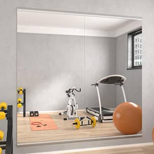 24 in. W x 48 in. H Rectangle Frameless Wall-Mounted HD Gym Mirror Dance Mirror Vanity Mirror, Set of 2