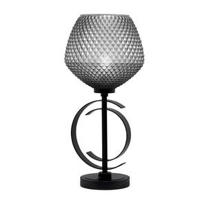 Delgado 19.75 in. Matte Black Piano Desk Lamp with Smoke Textured Glass Shade