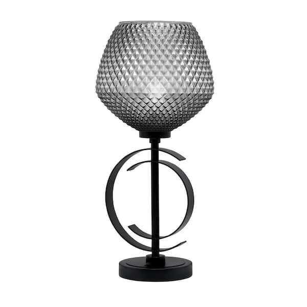 Unbranded Delgado 19.75 in. Matte Black Piano Desk Lamp with Smoke Textured Glass Shade
