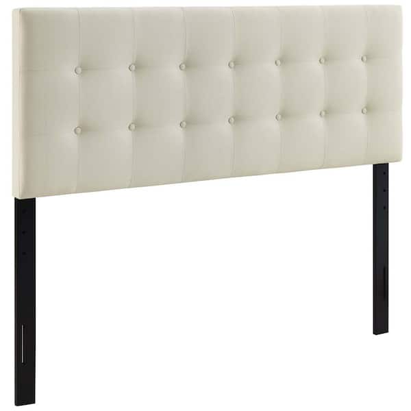 MODWAY Emily Ivory Queen Upholstered Fabric Headboard