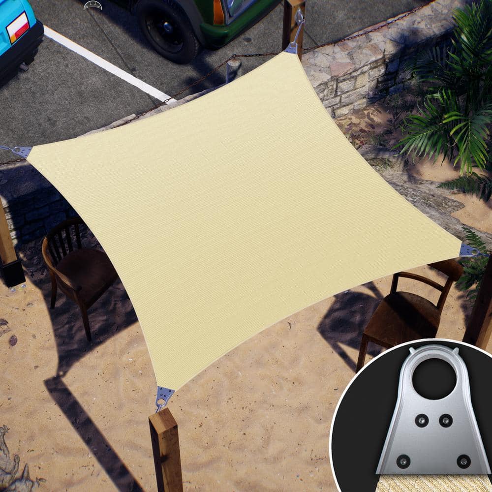 Beige Reinforced HDPE Rectangle Patio Shade Sail 8' x 12'