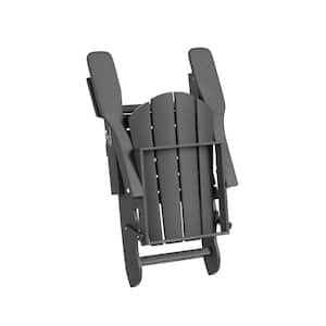 Addison Gray 8-Piece Plastic Folding Outdoor Patio Fade Resistant Adirondack Conversation Chair Set