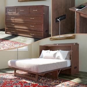 Deerfield Murphy Bed Chest Queen Burnt Amber with Charging Station