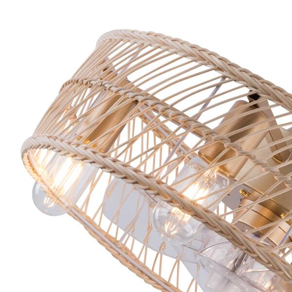 OUKANING 18 in. Indoor Gold Modern Bamboo Caged Ceiling Fan