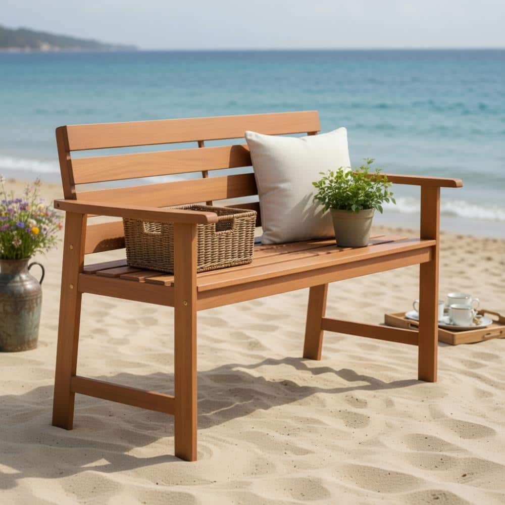 solid wood outdoor bench with inclined backrest breathable slatted seat reinforced frame price history on PriceWatchPro