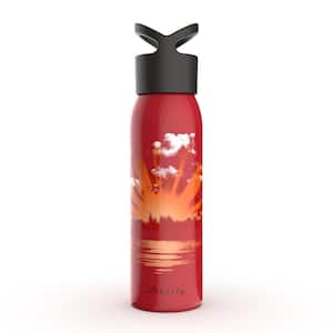 24 oz. Dusk Scarlet Red Reusable Single Wall Aluminum Water Bottle with Threaded Lid