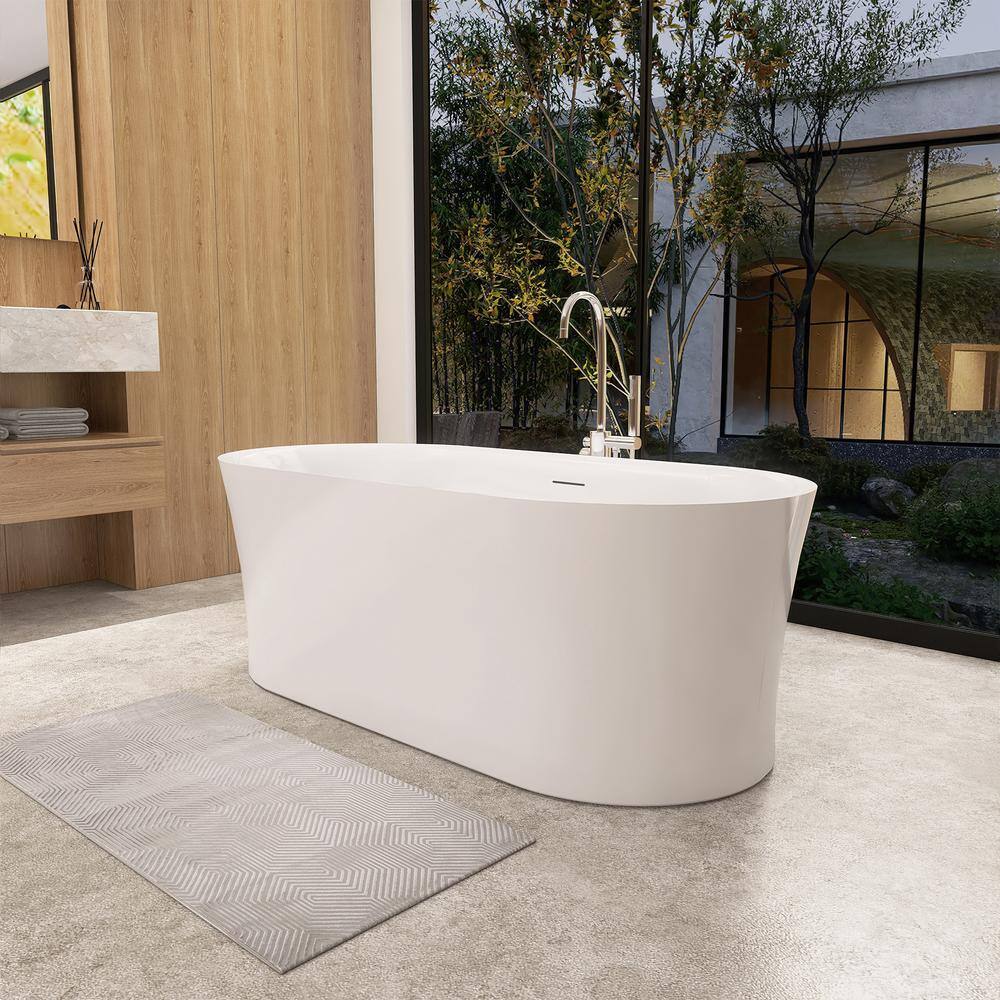 Royce 67" Glossy White Freestanding Acrylic Soaking Bathtub