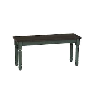 Flores Distressed Teal Bench with Smoke Finished Seat