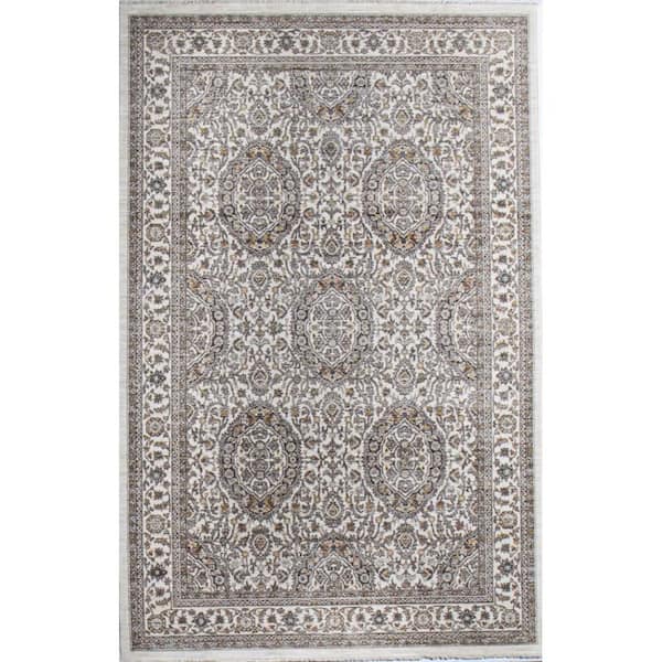 BASHIAN Legacy Ivory 8 ft. x 10 ft. (7 ft. 6 in. x 9 ft. 6 in.) Geometric Transitional Area Rug