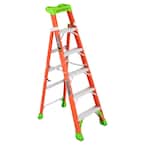 Cross Step 6 ft. Fiberglass Leaning Step Ladder (10 ft. Reach), 300 lbs. Load Capacity, Type IA Duty Rating