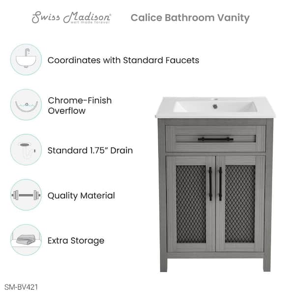 Calice 24 in. W x 18.12 in. D x 34 in. H Bathroom Vanity in Carbon Grey