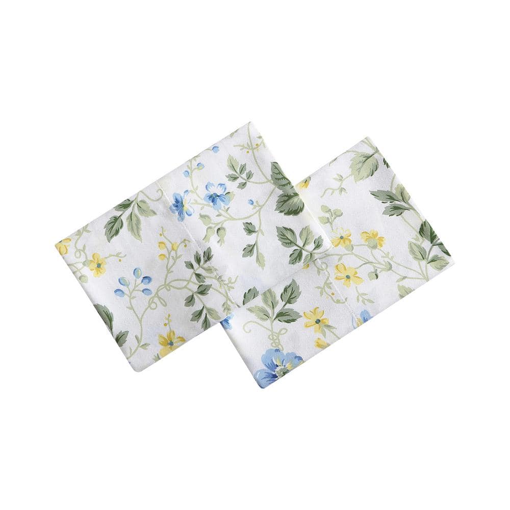 Meadow Floral Blue Cotton Sateen Standard Pillowcase Set