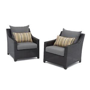 Deco Patio Club Chair with Sunbrella Charcoal Gray Cushions (2-Pack)