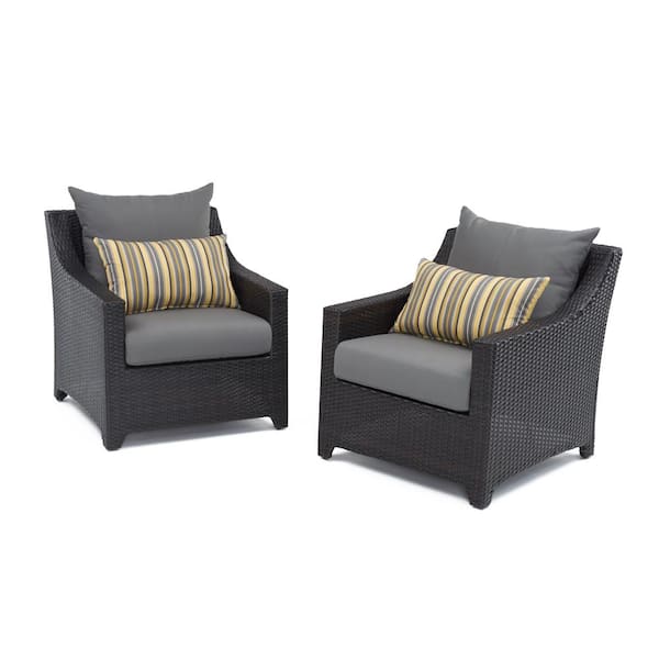 RST BRANDS Deco Patio Club Chair with Sunbrella Charcoal Gray Cushions (2-Pack)