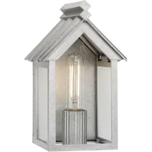 Jeffrey Alan Marks Point Dume Dunemere Collection Hardwired 1-Light Galvanized 10.5 in. LED Sconce Outdoor Lantern