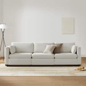 Galatea 112 in. Square Arm Fabric Rectangle Modern 3-Seater Modular Sofa with Wood Frame in. Cream White