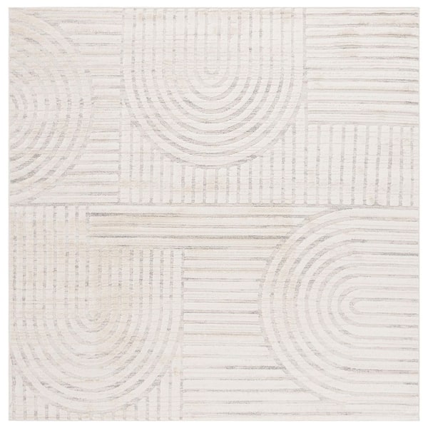 Elmhurst 3 ft. x 3 ft. Ivory/Gray High-Low Geometric Square Area Rug