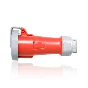 LEV Series 30 Amp 480-Volt 3-Phase, 3P, 4-Watt IEC 60309-1 and 60309-2 Pin and Sleeve Connector Watertight, Red