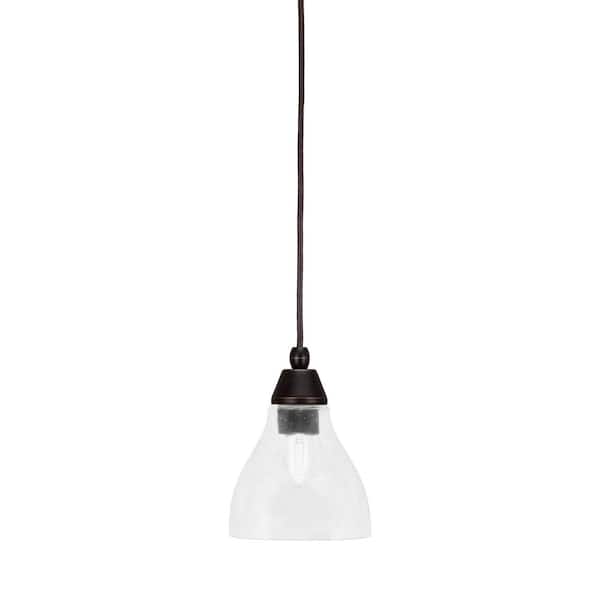 Unbranded Bryson 6.25 in. 1-Light Dark Granite Cord Pendant Light with 6.25 in. Clear Bubble Glass Shade, no bulb included